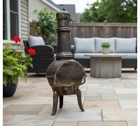 Cast Iron Garden Heater Outdoor Fire Pit Chiminea Patio Log Wood Burner Stove UK