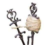 Cast Iron Garden Line Row Marker, Brown, with 25m Natural Jute Twine, Ornate Design, Straight Planting Guide