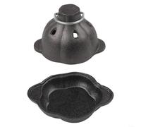 Cast Iron Garlic Roaster with Vented Lid for Camping - Pre-Seasoned Potato Baker Keeps Moisture - for mini Cocotte for Grilling Veg 14x14x12cm