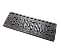 Cast Iron GIN TIME Door Sign - 152mm x 50mm c/w fixing screws.