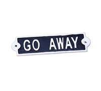Cast Iron Go Away Garden Wall Sign 22x6cm No Entry Private Fence Gate Outdoor Plaque