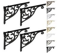 Cast Iron Gray Shelf Brackets 7.87x5.6x1.7 Inch 4 Pack Heavy Duty Antique Black Brackets for Shelves Baroque Kitchen Decorative Rack Shelves, Victorian Shelf Brackets.(Iron Gray)