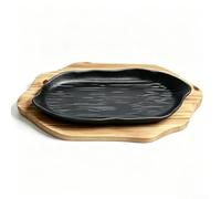 Cast Iron Griddle Pan Double Sided Ribbed Flat BBQ Grill Plate for Korean BBQ Teppanyaki Gas Hob Use