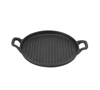 Cast Iron Griddle, Reversible Dual Handle Ribbed Round Cast Iron Frying Pan Round BBQ Griddle for Gas Electric Stovetop (24cm / 9.4in)