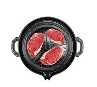 Cast Iron Grill Pan, 30cm Square, Pre-Seasoned, Steak Pan, Cast Iron Skillet Induction 28cm, Including Instructions and Recipe Book - Cut Tray D