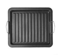 Cast Iron Grill Pan Barbecue Grill Roasting Pan Stone Coated Nonstick Camping and Home Use Frying Pan Multi Scenario Function Two Sizes 18.5x32.5cm 25.5x29.5cm Easy Cleaning(25.5 * 29.5cm)