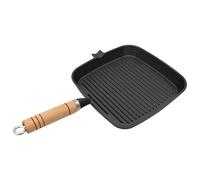 Cast Iron Grill Pan BBQ Skillet Wooden Handle vidaXL