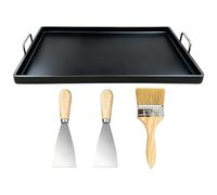 Cast Iron Grill Pan - Camping Cookware with Sturdy Handles - Grill Plate - for Preparing Pancakes Bread Steak Indoors and Outdoors in the Kitchen for Barbecuing Tailgating and in