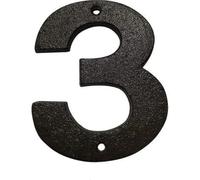 Cast Iron House & Door Numbers 0-9, A-E - Available in Black and Brown (3, Black)
