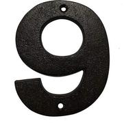 Cast Iron House & Door Numbers 0-9, A-E - Available in Black and Brown (9, Black)