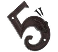 Cast Iron House Number 5 Coffee Retro Decorative Door Sign