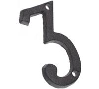 Cast Iron House Number 5, Metal Mailbox Number for Address | 7.8x4x0.5cm Size, Pre-Drilled Screw Hole, Shiny Smooth Finish for Mailboxes, Plaques, Gates
