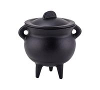 Cast Iron Incense Burner Cauldron with Lid, Black Witch Pot