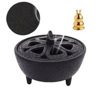 Cast Iron Incense Burner, Lotus Flower Incense Burner, Cast Iron Bowl and Lid for Sticks, Cones, Wax Melts, Charcoal and Resin, Office, Yoga,Living Room Decoration Supports Aromatherapy & Mindfulness