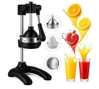 Cast Iron Juicer Hand Press, Heavy Duty Manual Juicer Hand Press with Stainless Steel Crusher, Lemon Orange Citrus Squeezer, Easy to Clean Countertop Juice for Home and Bar(Black)