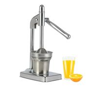 Cast Iron Juicer Hand Press, Manual Juicer Stainless Steel Lemon Squeezer, Heavy Duty Countertop Lime Citrus Crush Machine for Fresh Lemonade Orange Juice, Easy to Clean, Home and Kitchen (Silver)