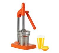 Cast Iron Juicer Hand Press, Manual Juicer Stainless Steel Lemon Squeezer, Heavy Duty Countertop Lime Citrus Crush Machine for Fresh Lemonade Orange Juice, Easy to Clean, Home and Kitchen (Orange)