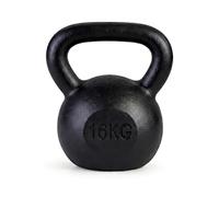 Cast Iron Kettlebell Weight 4kg-20kg - Solid Strength Training Kettlebell with Protective Base, Smooth Grip Handle for Home Gym Fitness, Muscle Building & Full Body Workout (Black, 16KG)