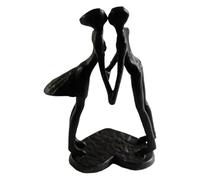 Cast Iron Kissing Couple Statue - 6" Romantic for Couples, Wedding Gifts, Valentines, Bride & Groom, Modern Abstract Couple Sculpture, Black Metal Couple Figurines Home Decor