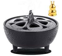 Cast Iron Lotus Flower Incense Burner with Lid, Aromatherapy & Mindfulness Incense Holder, Multifunctional Wax Melts Warmer, Oriental Zen Living Room Decoration for Sticks, Resin, Cone, Office, Yoga