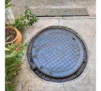 Cast Iron Manhole Cover and Frame, Heavy Duty Sewage Basin Cover, Supports High Weight Capacity for Driveways and Yards
