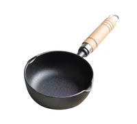 Cast Iron Melting Pot, Mini Egg Frying Pan Oil Heating Pan Milk Butter Warmer Pot with Wood Handle for Home Kitchen
