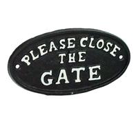 Cast Iron Metal Please Close the Gate Sign Plaque