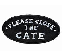 Cast Iron Metal Please Close the Gate Sign Plaque