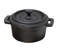 Cast Iron Mini Casserole Dish with Lid | Individual Cocotte Dutch Oven for Souffles Pies & Side Dishes | Black Metal Terrine Pot - 10cm