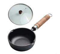 Cast Iron Mini Frying Pan for Eggs and Milk, Natural Non Over Time, Perfect for Daily Cooking Needs (13 * 5cm + glass cover)