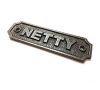 Cast Iron NETTY (Toilet) sign 115mm x 33mm