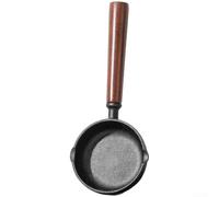 Cast Iron Oil Pot with Walnut Wood Handle - Small Frying Pan with Double Spout for Precise Dosing, Dishwasher Safe, Ideal for Frying Eggs and Heating Milk on the Gas Stove (Small)
