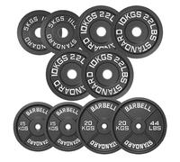 Cast Iron Olympic Weight Plates with 2 Inch Hole for Powerlifting Deadlifts and Strength Training, Solid Black Finish, Pairs 1.25kg to 25kg and Sets 45kg to 250kg (120 kg - Set)