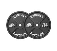 Cast Iron Olympic Weight Plates with 2 Inch Hole for Powerlifting Deadlifts and Strength Training, Solid Black Finish, Pairs 1.25kg to 25kg and Sets 45kg to 250kg (20 kg - Pair)