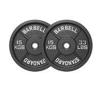 Cast Iron Olympic Weight Plates with 2 Inch Hole for Powerlifting Deadlifts and Strength Training, Solid Black Finish, Pairs 1.25kg to 25kg and Sets 45kg to 250kg (15 kg - Pair)