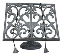 Cast Iron Ornamental Cook Book Stand Recipe Holder in Grey