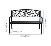 Cast Iron Outdoor Garden Bench with Armrests - Floral Backrest Design Patio Furniture for Porch, Lawn & Yard - Durable Pink Bench with Upright Legs