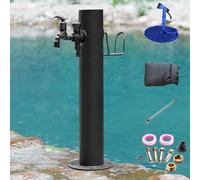 Cast Iron Outdoor Water Column with Frost-Proof Faucet, 304 Stainless Steel Vertical Garden Water Spout for Irrigation & Washing, Floor-Standing Design - Black