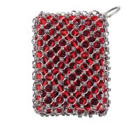 Cast Iron Pan Scrubber - Premium 304 Stainless Steel Chainmail Scrubbers | Heavy-Duty Hand-Woven Chain Scrubber for Grills, Frying Pans & Woks | Scratch-Free Portable Cleaning Tool