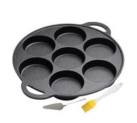 Cast Iron Pancake - Thickened Nonstick Skillet, 7-Hole Breakfast Maker, Mini Egg Frying Tool | Durable Cooking, Kitchen Grill Accessory for Crepes, Steak, Pizza, Camping