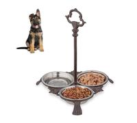Cast Iron Pet Feeding Station, Stainless Steel Dog Bowls Each, Set of 2