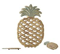 Cast Iron Pineapple Trivet - Decorative Cast Iron Trivet For Kitchen Or Dining Table - Vintage, Rustic Design - Protect your Countertop from Hot Dishes - With Rubber Pegs/Feet - Recycled Metal