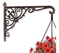 Cast Iron Plant Hook Hanger 12" Deep Outdoor Indoor Wall Hanging Planters Flower Flowering Plants Pot Basket Hook Bird Feeder Wind Chime Lanterms Hanger Hardware Bracket (12" Deep)