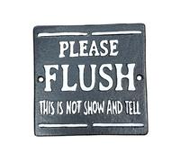 Cast Iron 'Please Flush This Is Not Show and Tell' Funny Toilet Bathroom Wall Sign Plaque Decoration Wall Art