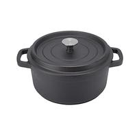 Cast Iron Pot with Dual Loop Handle, Uncoated Pre-Seasoned Cast Iron Round Oven, Black Cast Iron Cooking Pots for Soup Stew