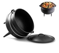 Cast Iron Potjie Pot with Lid - Large African Cauldron for Camping & Outdoor Cooking, 3-Leg Dutch Oven for Even Heat, Boiling Pot & Frying Pan 8L