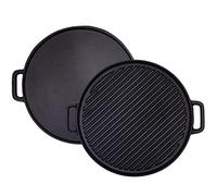 Cast Iron Reversible Griddle Plate, Double-Sided Grill Pan with Handles (30 cm)