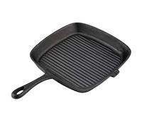 Cast Iron Round Griddle Pan, Black Frying Pan with Handle, Non-Stick Skillet for All Hobs, Oven Safe, 24.2 x 23 x 3 cm