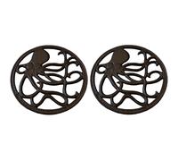 Selections Cast Iron Round Octopus Themed Table Trivet Hot Pot Pan Holder - Pack of 2