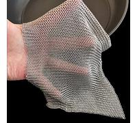 Cast Iron Scrubber, 316L Stainless Steel Fine Mesh Scraper, Upgraded 3.8mm Chainmail Scrubber, for Pre-Seasoned Pot Dutch Oven Waffle Maker Cast Iron Skillet Pan Glass Container (10''x10'')